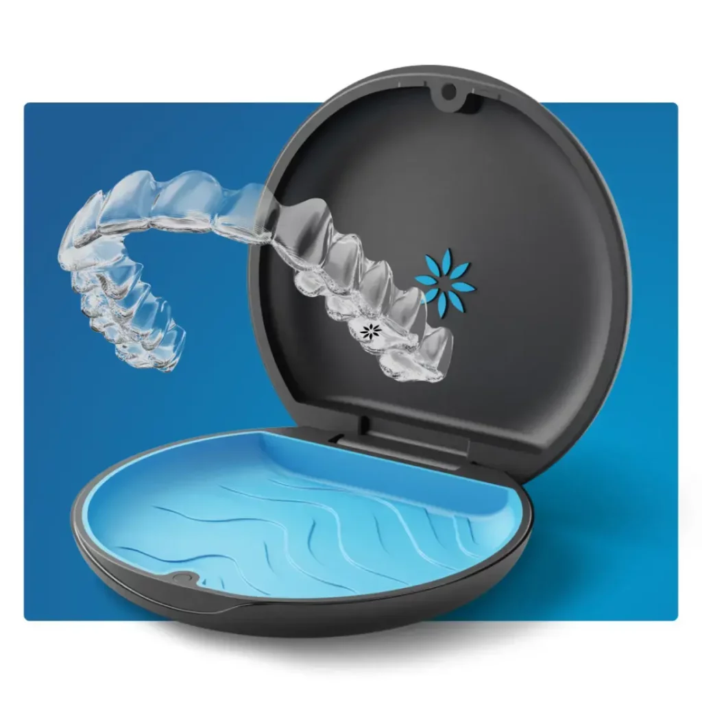 invisalign clear aligners inside an included carry case